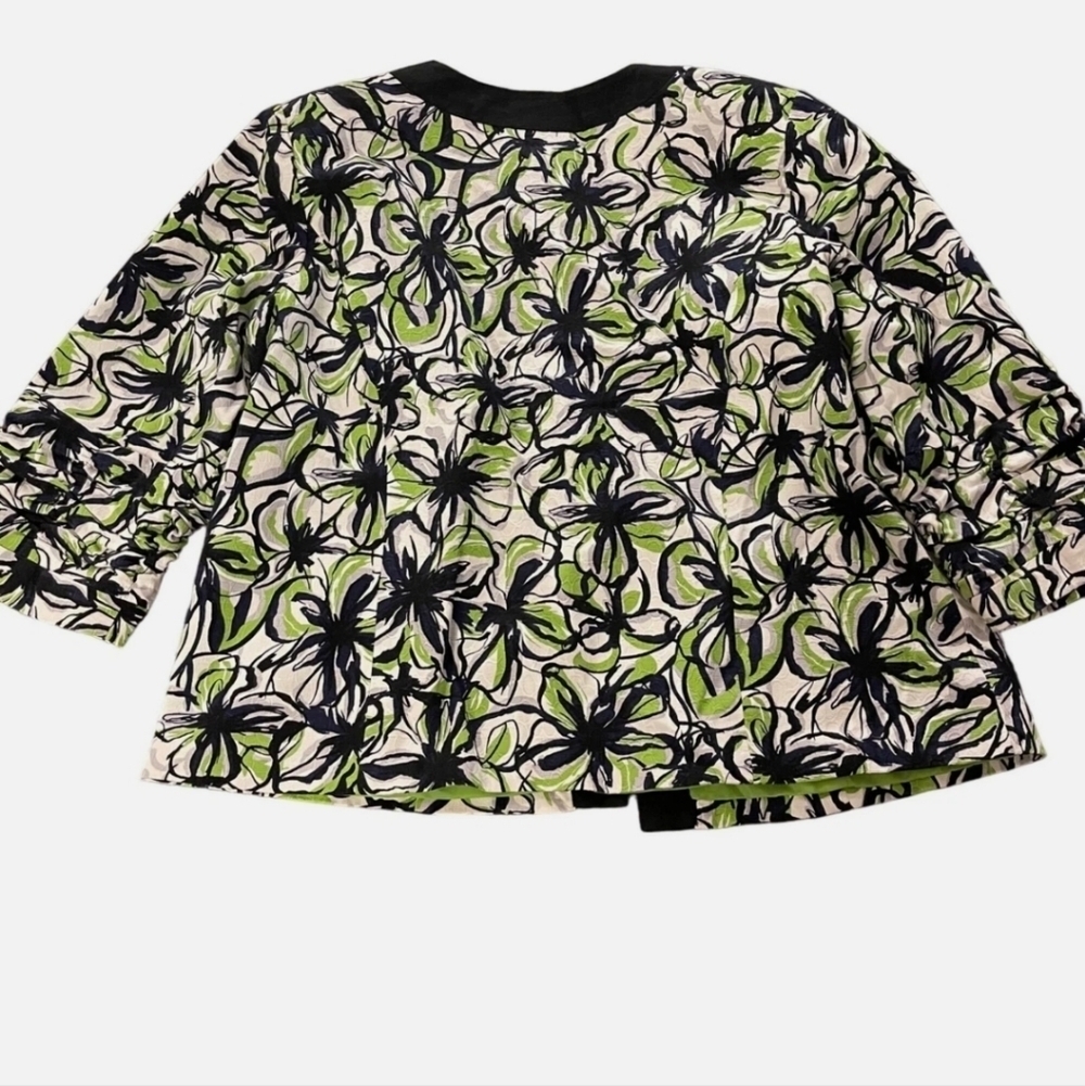 Trenz Women by Thersa Trenz Women's Neon Floral Coat Size 2X Green, Black, White - Picture 6 of 9